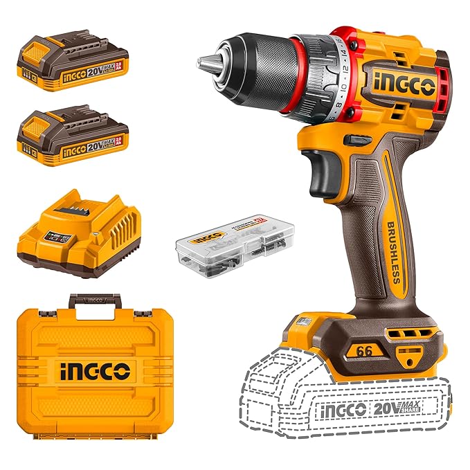 INGCO COMPACT BRUSHLESS CORDLESS DRILL 20V