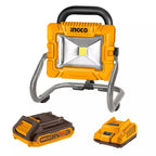 Ingco Cordless Portable Lamp 20 W LED Power Dissipaion and 20 V Lithium Ion Battery, CWLI20258