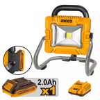 Ingco Cordless Portable Lamp 20 W LED Power Dissipaion and 20 V Lithium Ion Battery, CWLI20258