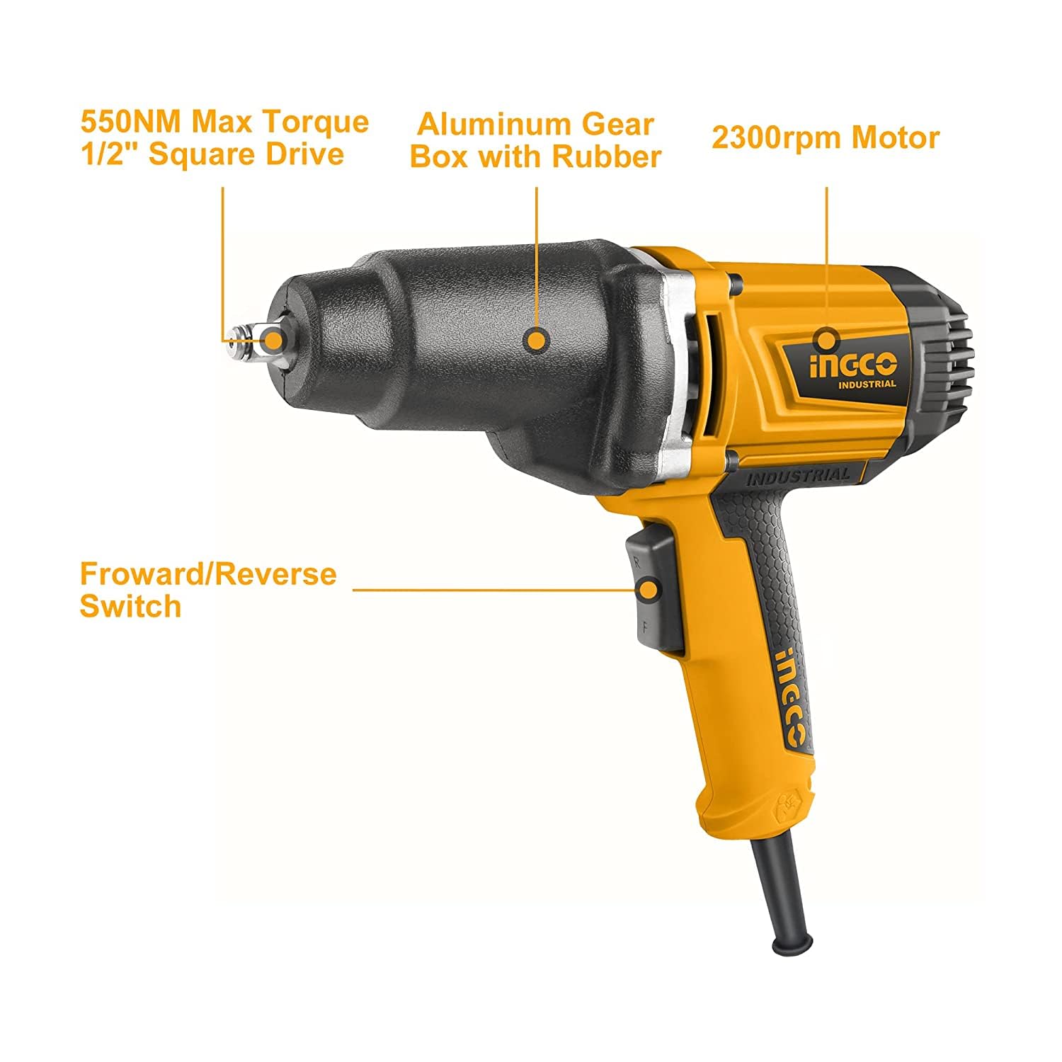 Ingco Impact Wrench, 550NM