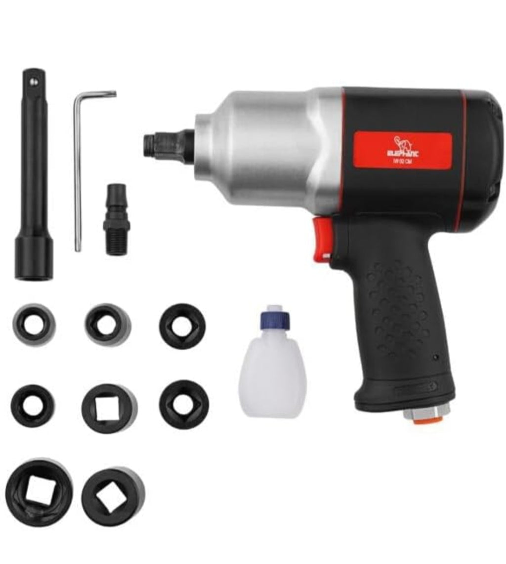 Elephant 1/2 inch , 8000 RPM Impact Wrench with 900 Torque, Including 8 Sockets ( IW-02CM)