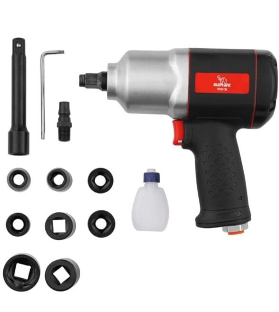 Elephant 1/2 inch , 8000 RPM Impact Wrench with 900 Torque, Including 8 Sockets ( IW-02CM)