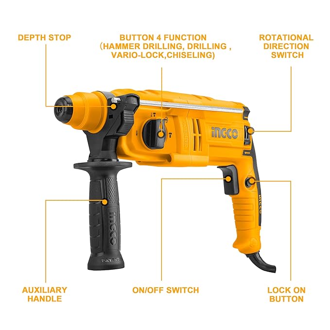 INGCO RGH6528 650W Reversible Rotary Hammer Drill