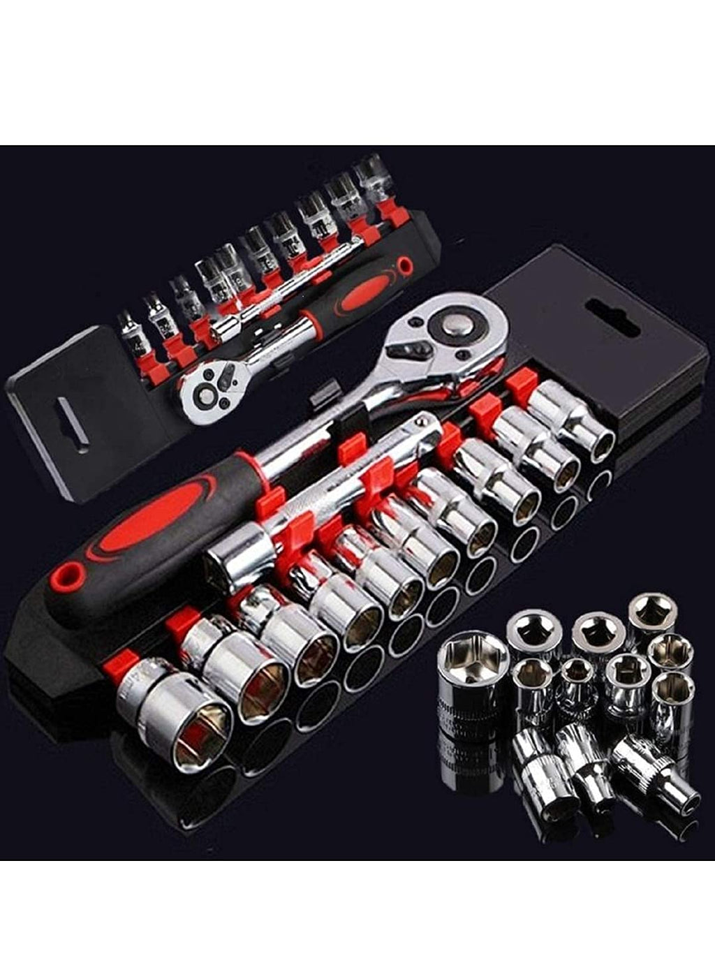 TAT Tools 1/2" DR Socket Wrench Set Chrome Vanadium 12 pcs, Fixed Square end and Hex end