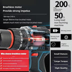 THOR 18V CORDLESS DRILL MACHINE Brushless Motor Heavy Duty | Dual Batteries | Metal Chuck 10Mm Keyless Chuck | 0-350/1150 RPM | 2 Speed - Torque 21+1NM