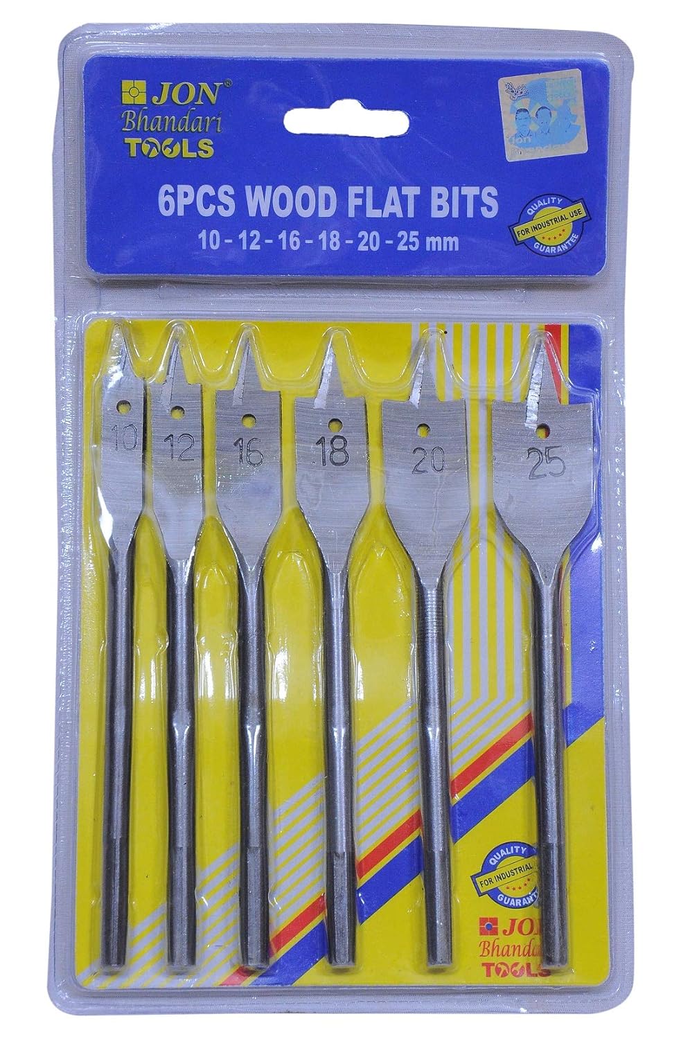 Jon Bhandari Tools Flat Spade Drill Bit Set for Wood – 6-Piece