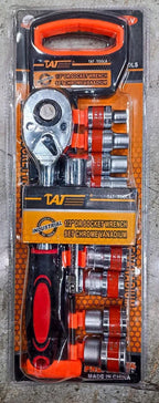 TAT Tools 1/2" DR Socket Wrench Set Chrome Vanadium 12 pcs, Fixed Square end and Hex end