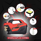 STARQ AWP 2.8 High Pressure Washer 2800W, 350 Bar, 12L/Min Flow, 8M Hose Pipe, Portable Car, Bike & Home Cleaner with Pressure Control Knob