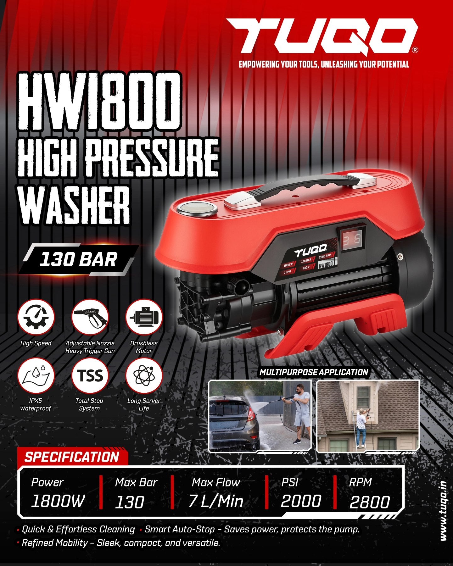 Tuqo 130Bar Pressure Washer