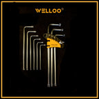 WELLOO Set of 9Pcs Torx Hex Key Wrench Set, Long Arm Tamper Proof Star Screwdriver Torque Repair Tool Set